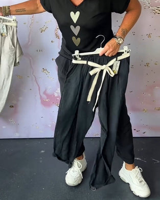 Ensfarget lommekomfort casual bukser