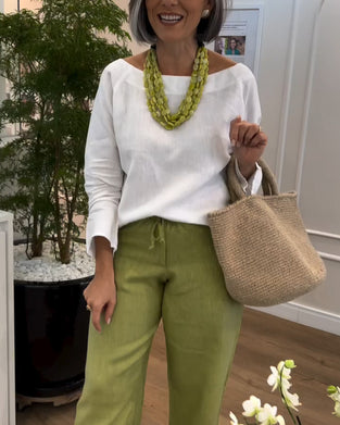 Enkelt Topp Med Rund Hals, Entydig Farge Og Lange Ärmer