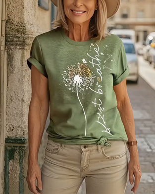 T - Shirt Med Dandelion Print Kort Årløse