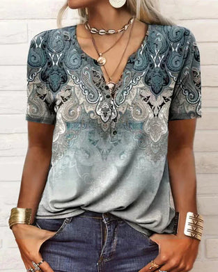 Kortermet t-skjorte med v-hals