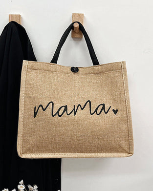 Bærbar lin skulderveske med stor kapasitet