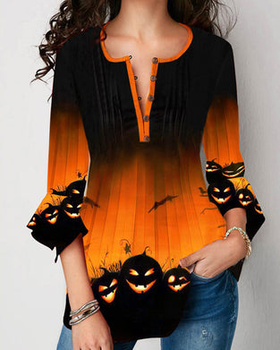 Topp med uregelmessig halloween-print