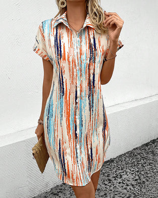 Print Kortermet skjortekjole