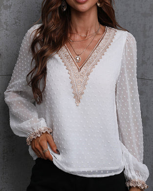 Langermet Bluser med blonder i solid farge