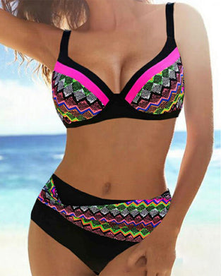 Høy midje push-up bikinier med Stripe Print