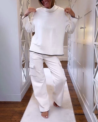 Pullover med høy nakke og lang erme