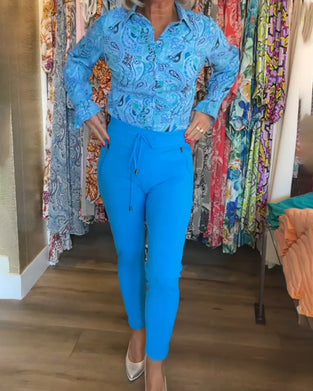 Langermet ferieskjorte med trykk