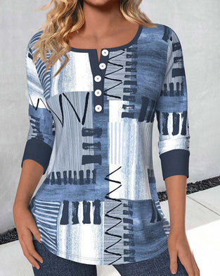 Topp med geometrisk trykk med knapper