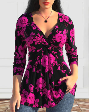 V-hals blomsterprint topp