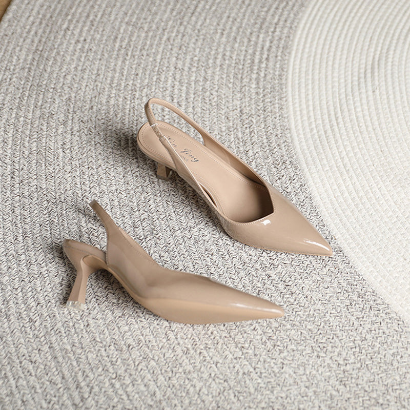 Ensfarget temperament høye hæler med spiss tå