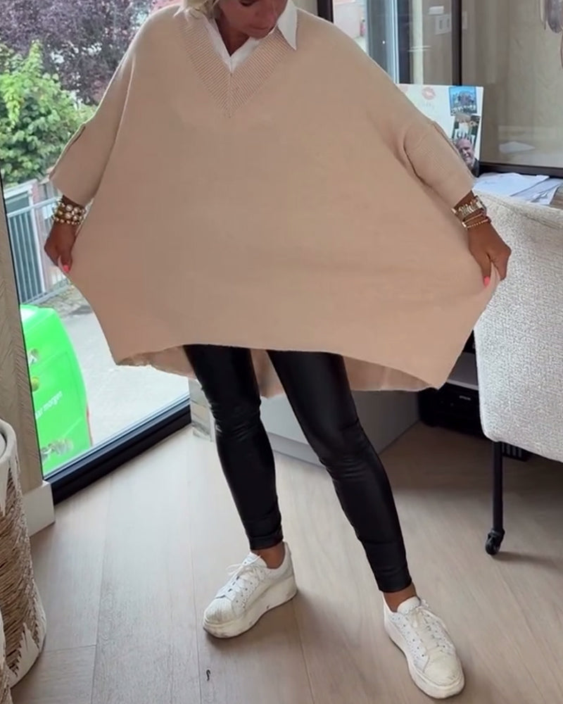 Genser Med V-Hals, Knappet Og Asymmetrisk Egenskaper