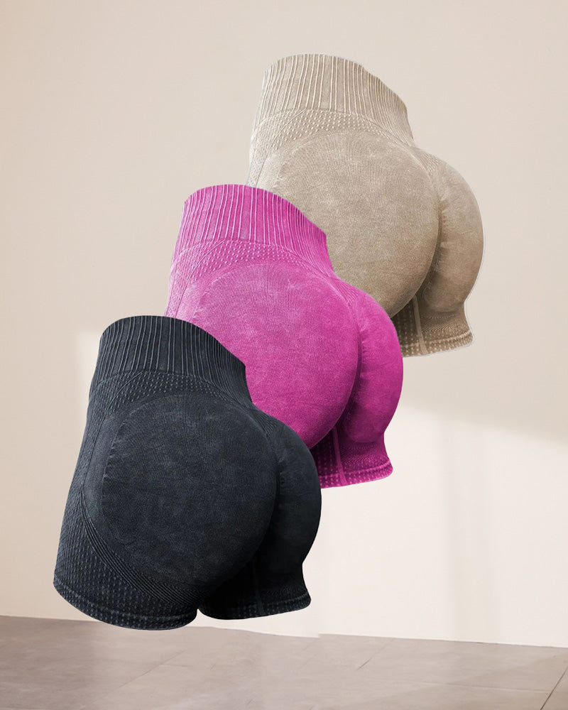 Enkel ensfarget hofteshorts med høy midje