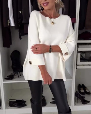 Mote ensfarget genser med rund hals