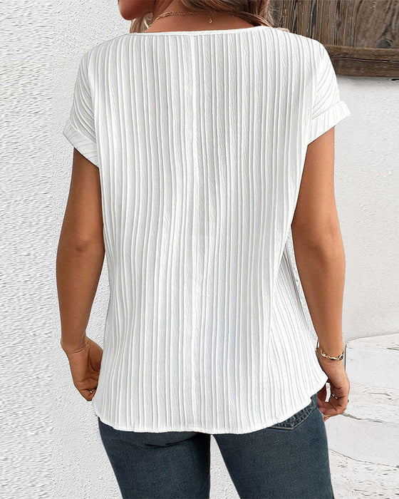 Kortermet topp med patchwork-trykt ribbet