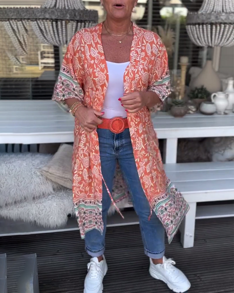 Fasjonabel feriestrandkåpe med trykk