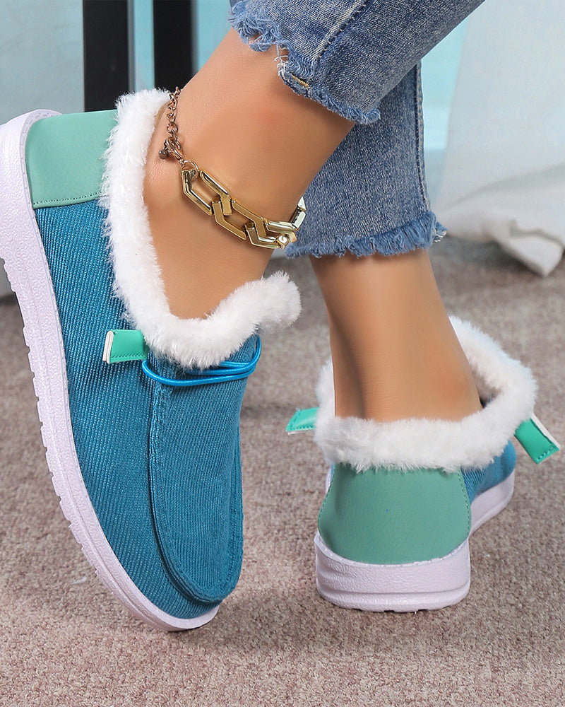 Ensfarget fortykkede varme bomullssko