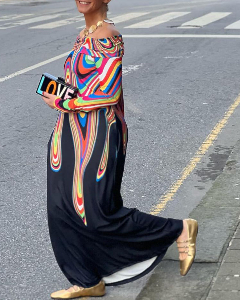 Langermet elegant maxikjole off shoulder