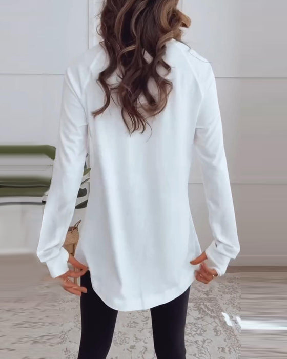 Ensfarget topp langermet casual