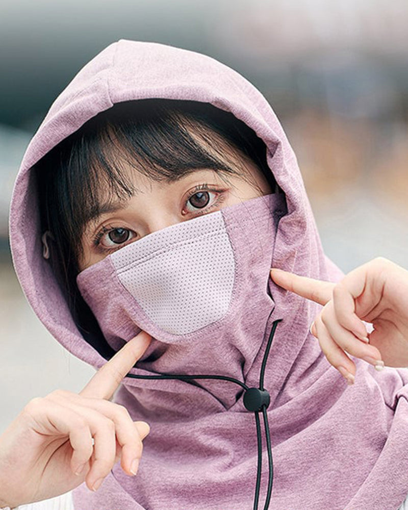 Hette ansiktsmaske med nakkevarmer for sykling