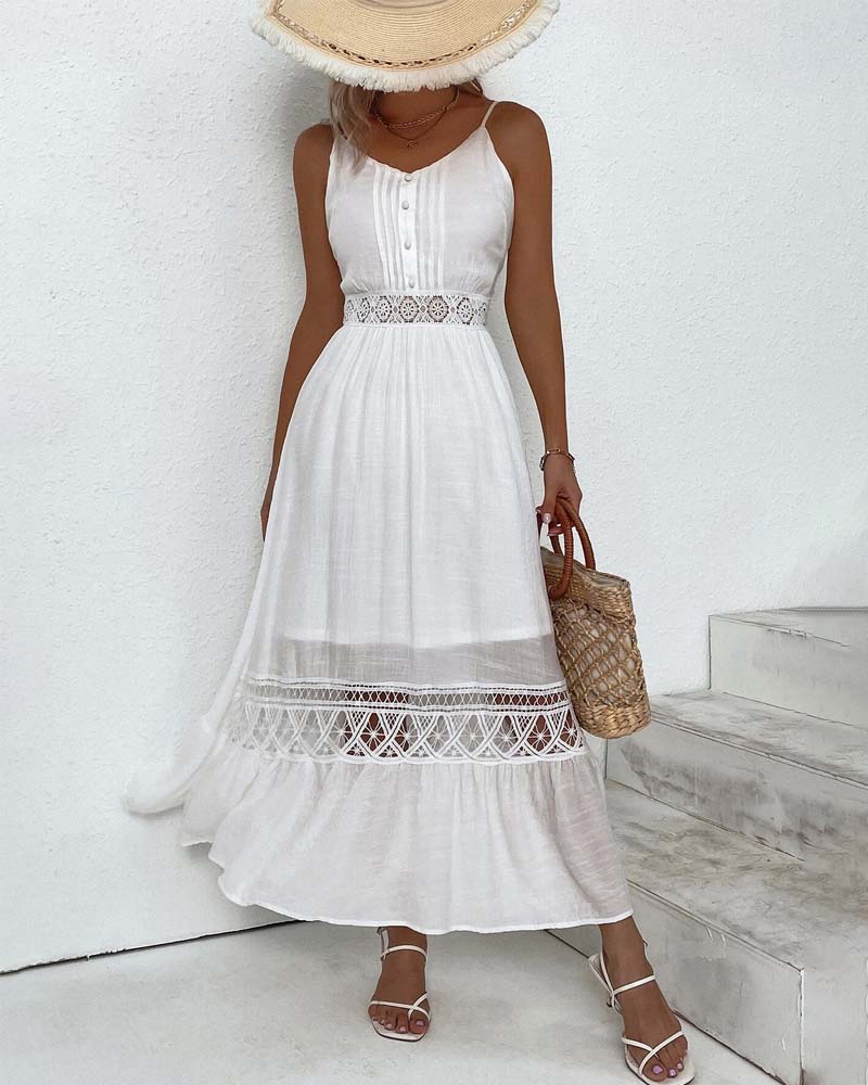 Ensfarget elegant seleselekjole med blonder