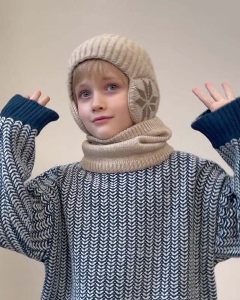 Vinter lue skjerf sett varm strikket lue