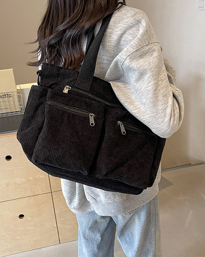 Ensfarget cordfløyelveske