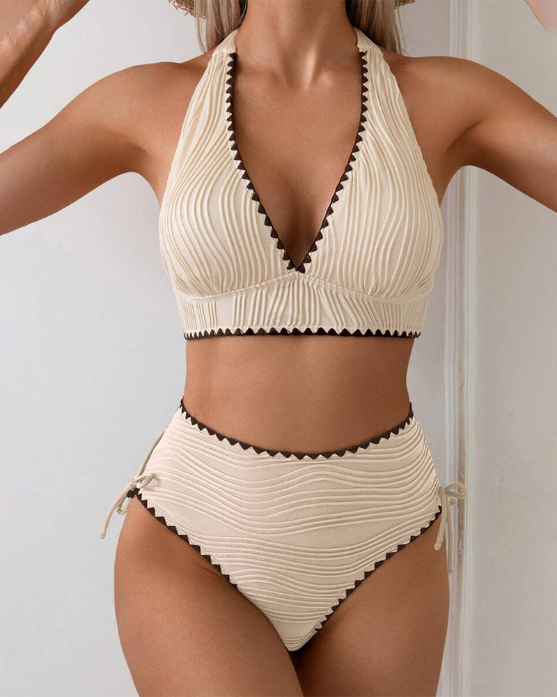 Bikini To-dels Set Med Halterhals og Kontrastfarge Design