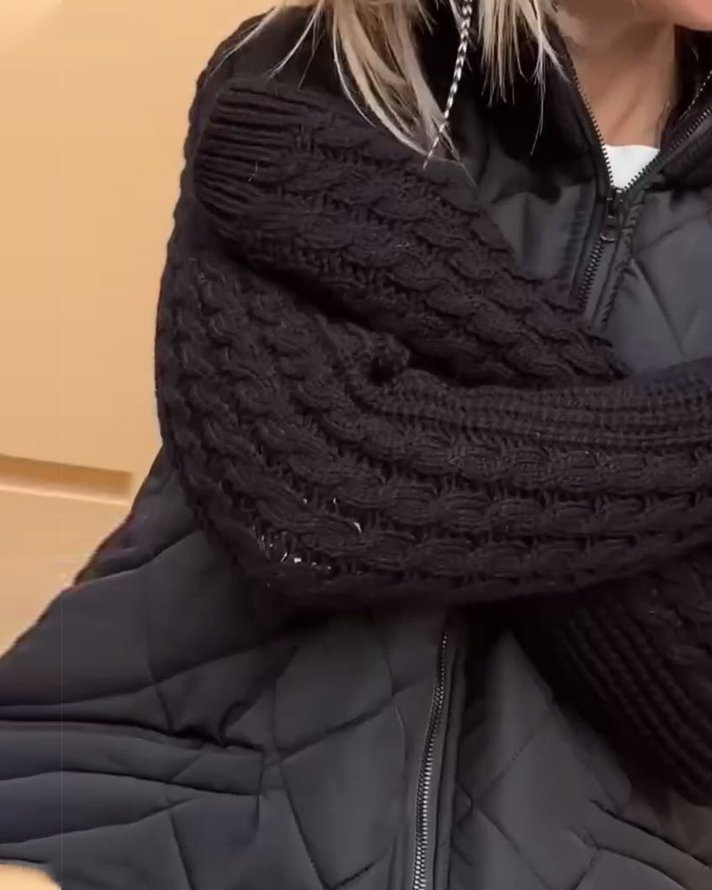 Ensfarget glidelåsfrakk med høy krage