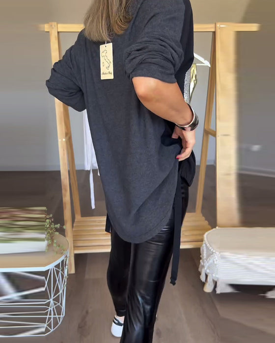 Langermet casual topp med rund hals