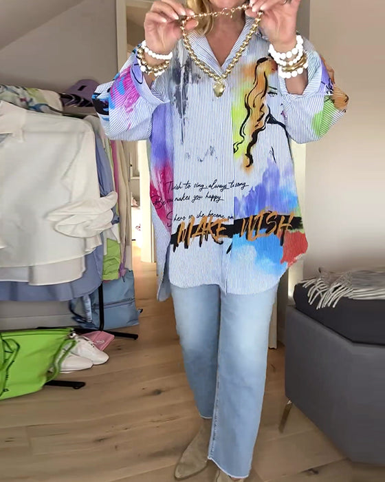 Tankkjole med fargerikt trykk og stativkrage