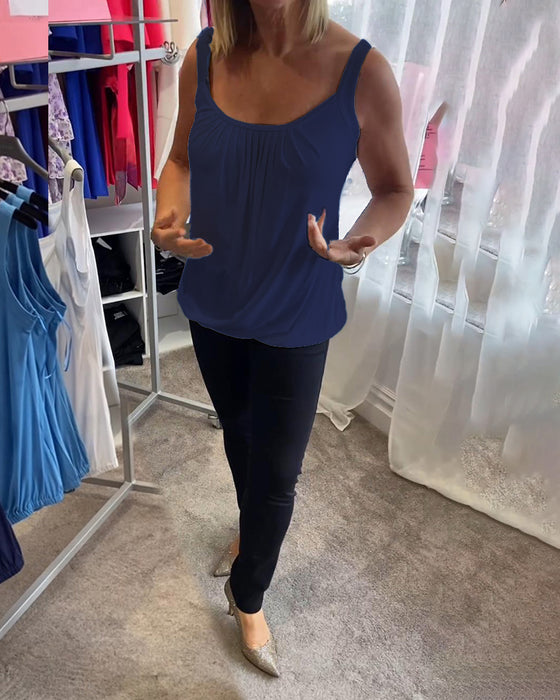 Plissert solid tilfeldig ermeløs topp