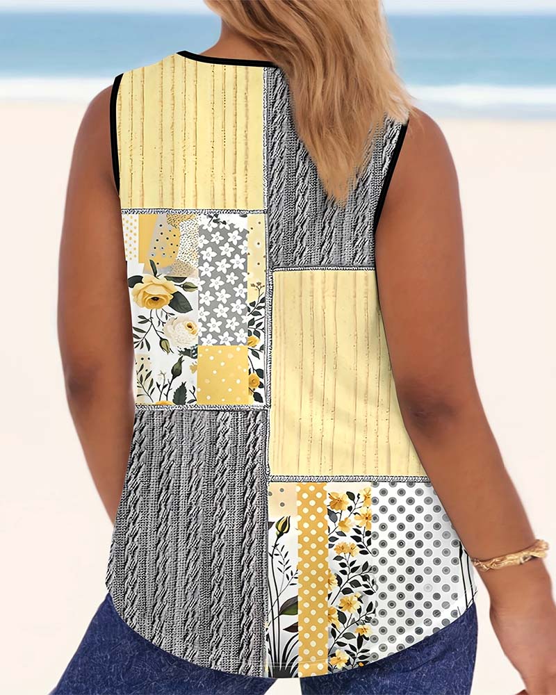 Tanktop Med U-formet Hals og Blomstret Print