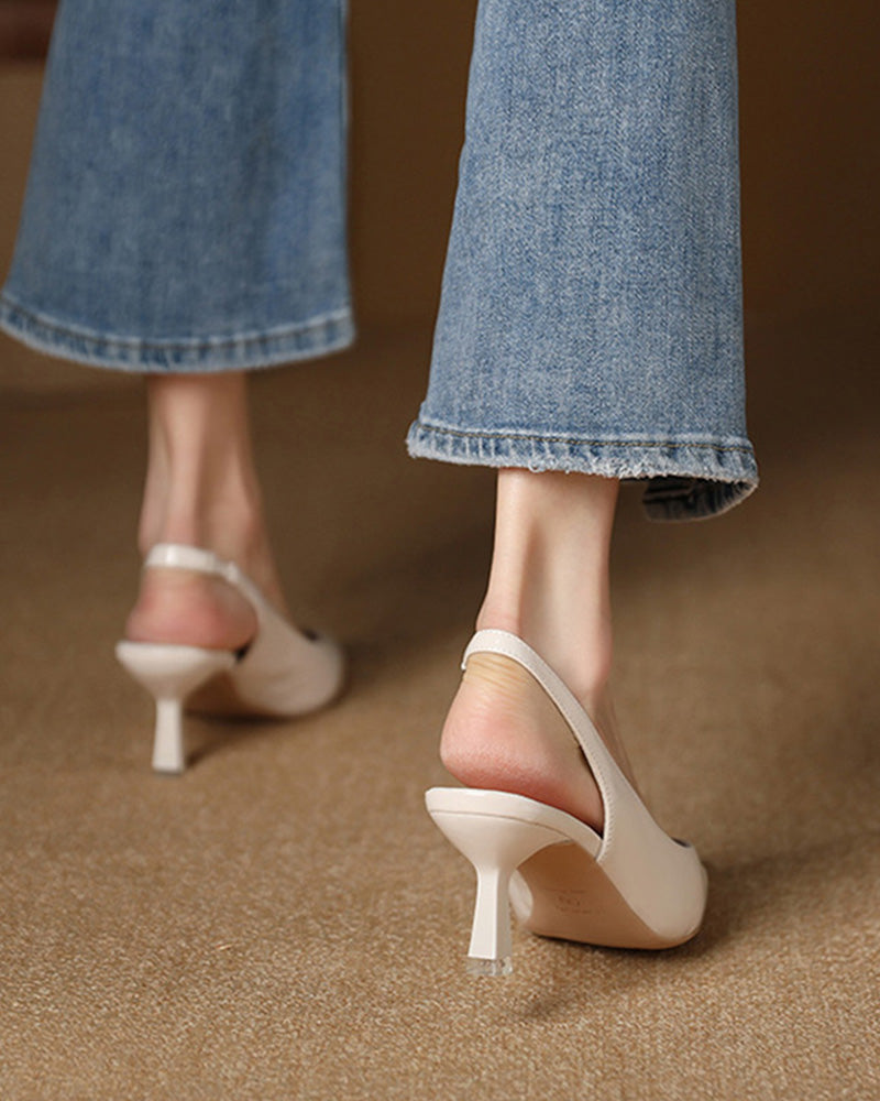 Ensfarget temperament høye hæler med spiss tå