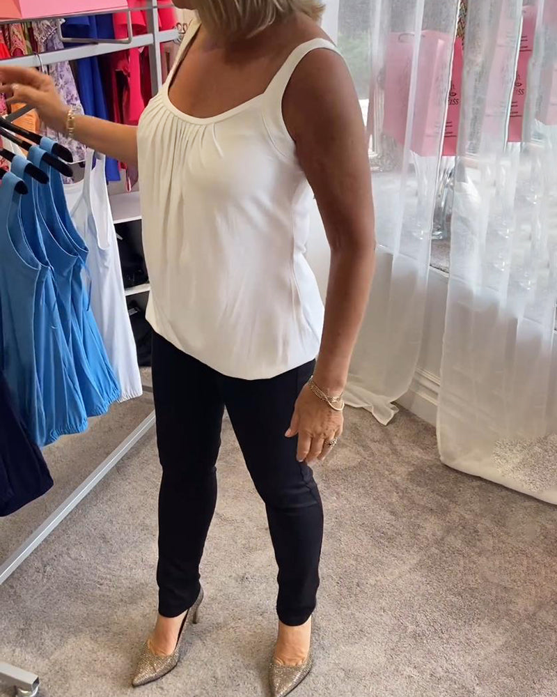 Plissert solid tilfeldig ermeløs topp