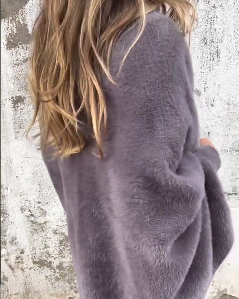 Uformell cardigan med solid farge og frynser