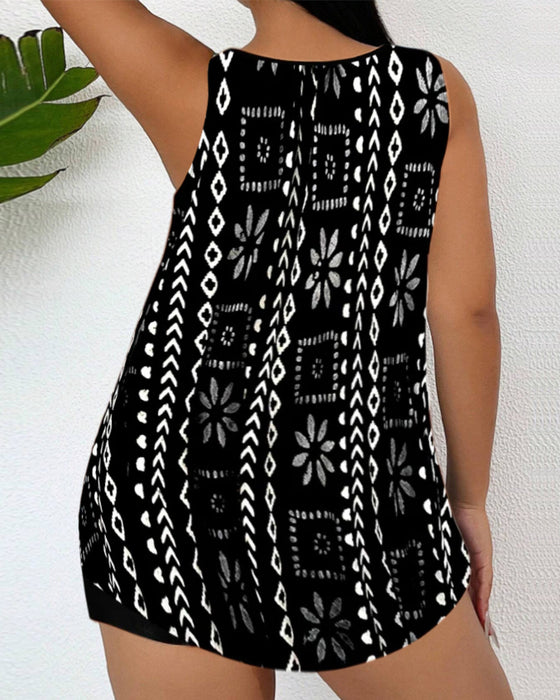 Trykket todelt tankini