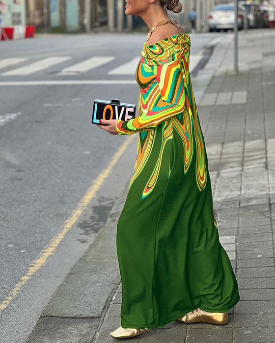 Langermet elegant maxikjole off shoulder