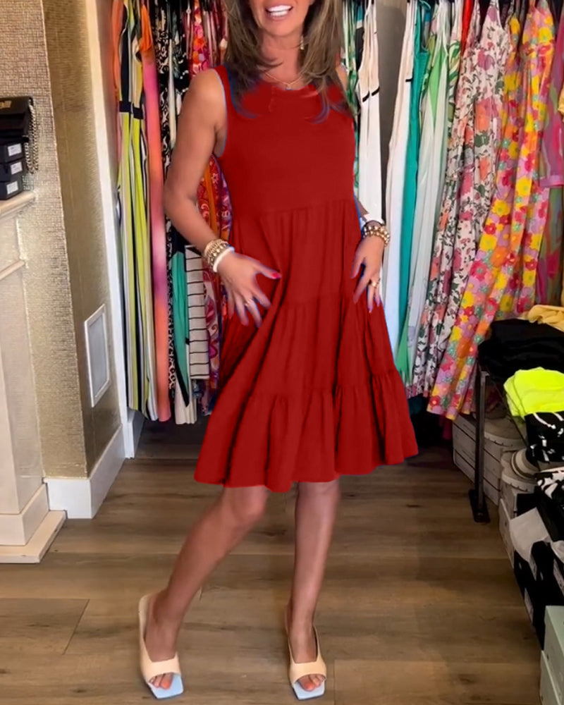 Kjole med plissert passform og ermeløs