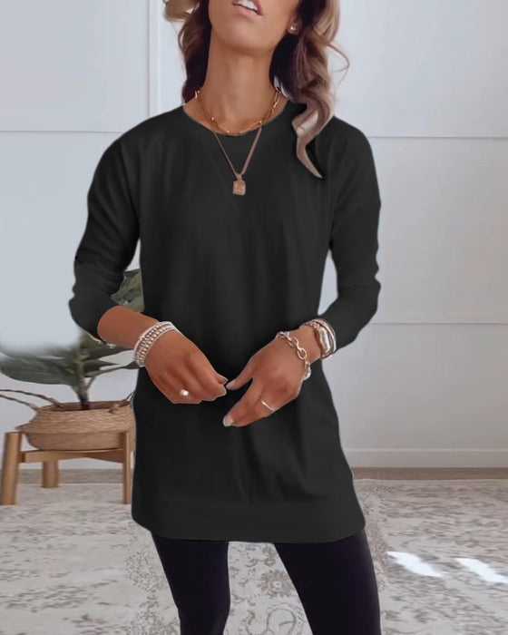 Ensfarget topp langermet casual