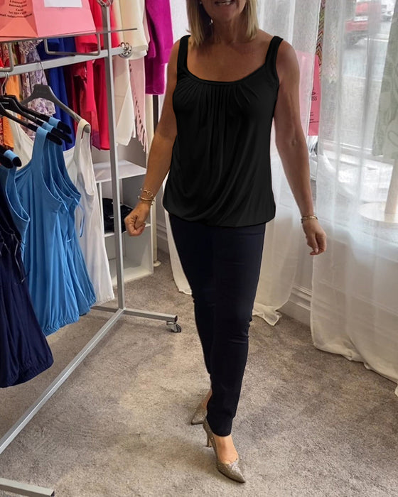 Plissert solid tilfeldig ermeløs topp