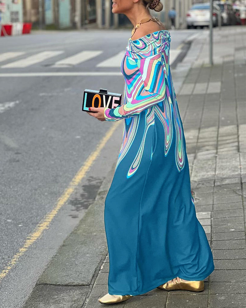 Langermet elegant maxikjole off shoulder