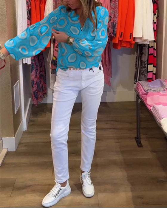 Langermet bluse med geometrisk trykk