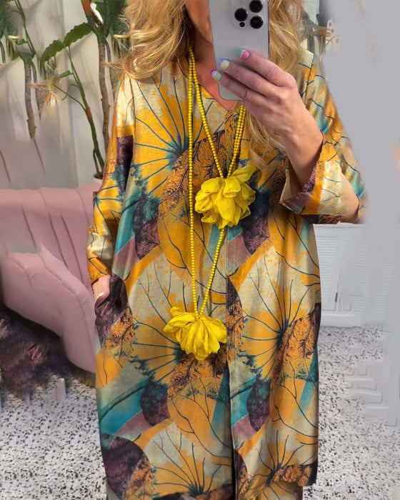 Retro løst trykket casual sett