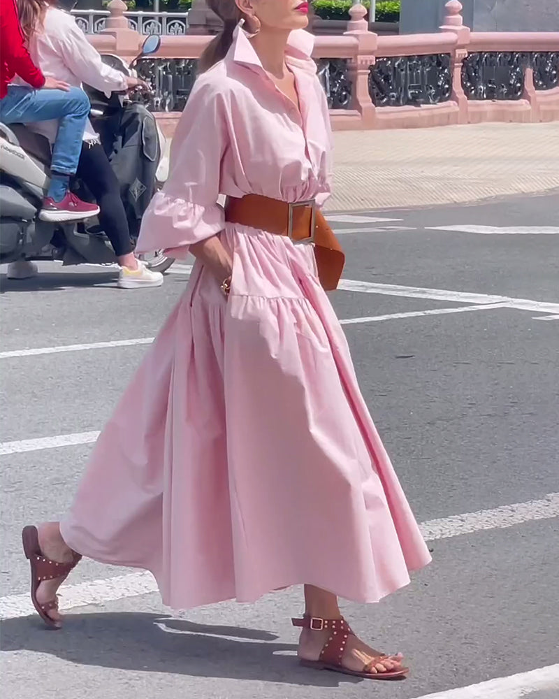 Helskjørt kjole i ensfarget jakkeslag