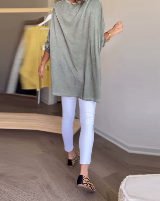 Langermet bokstavtopp med rund hals