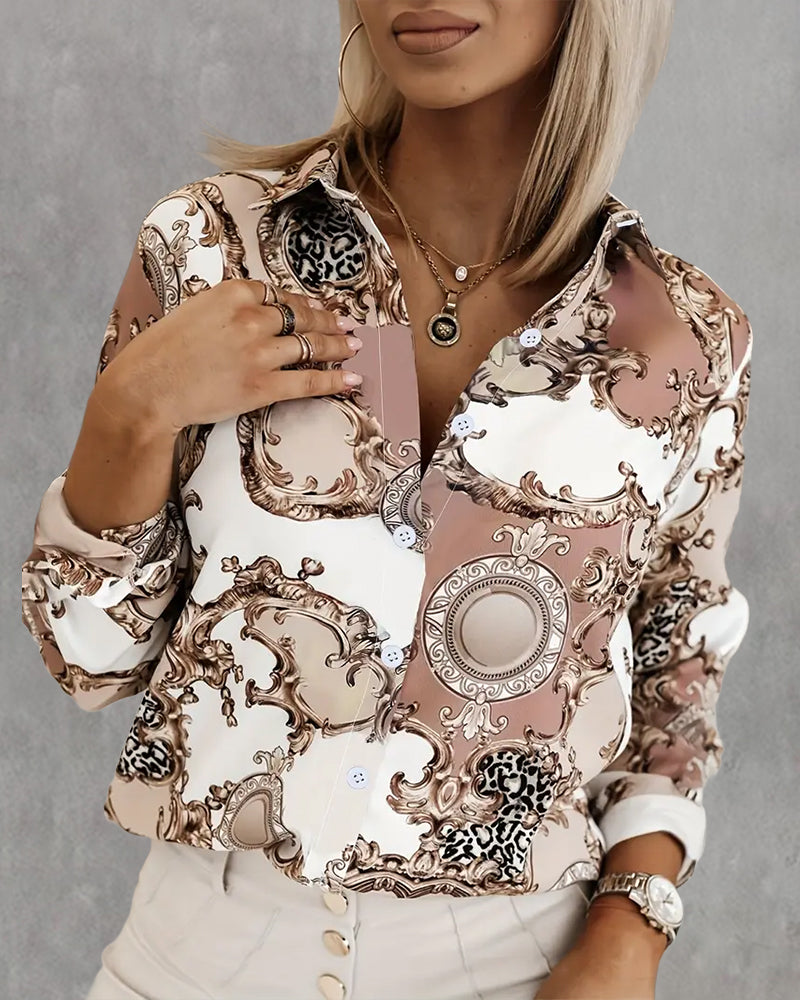 Blus Med Old Money Stil Og Knapp-Front Design