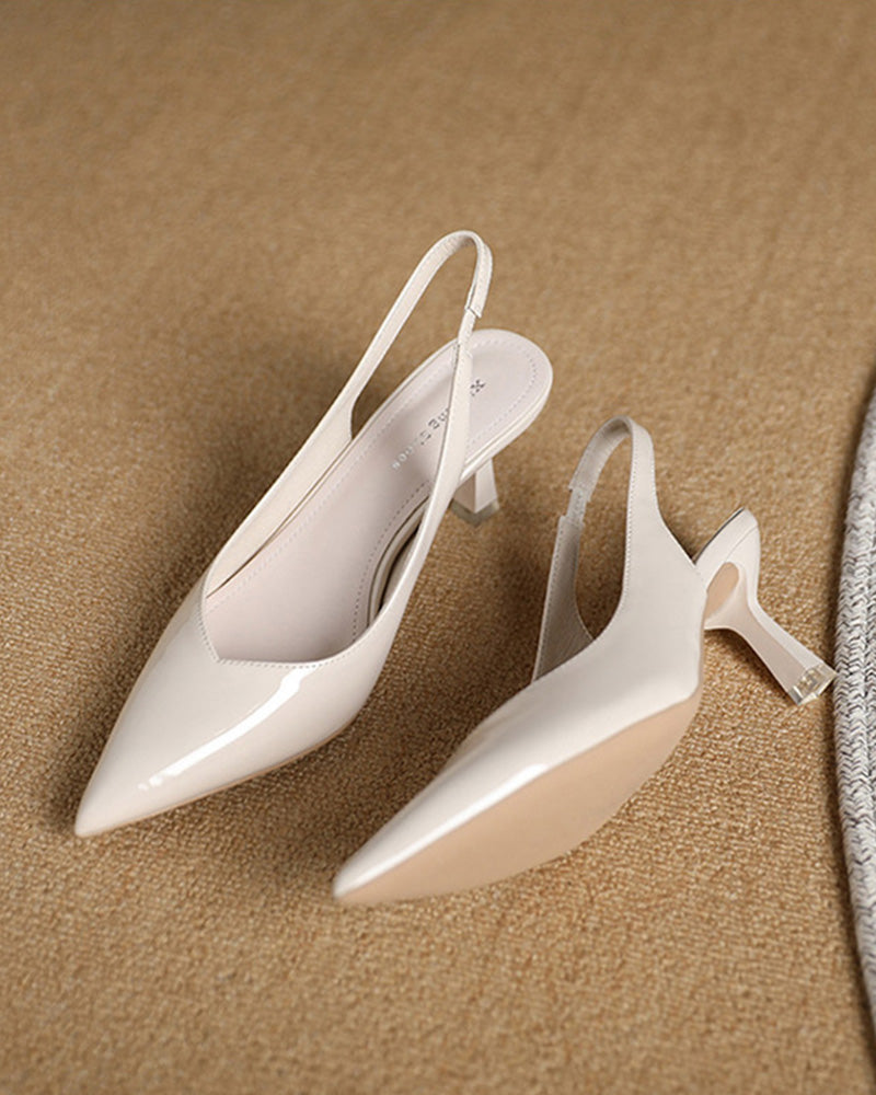 Ensfarget temperament høye hæler med spiss tå