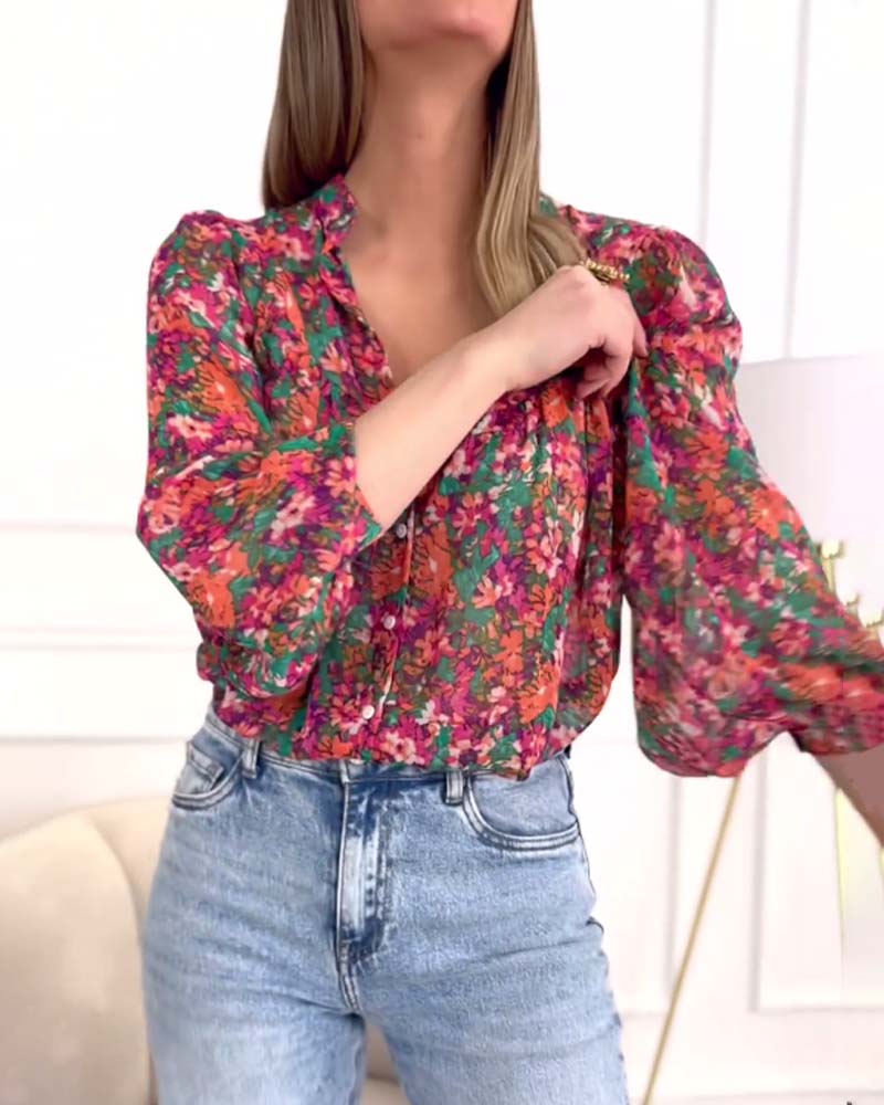 Skjorte med trykk med puffermer