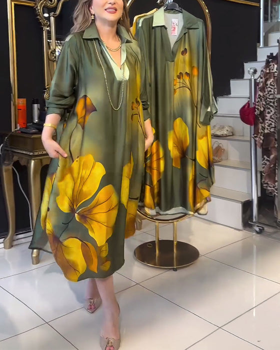 Jakkeslagslomme kjole med ombre-trykk