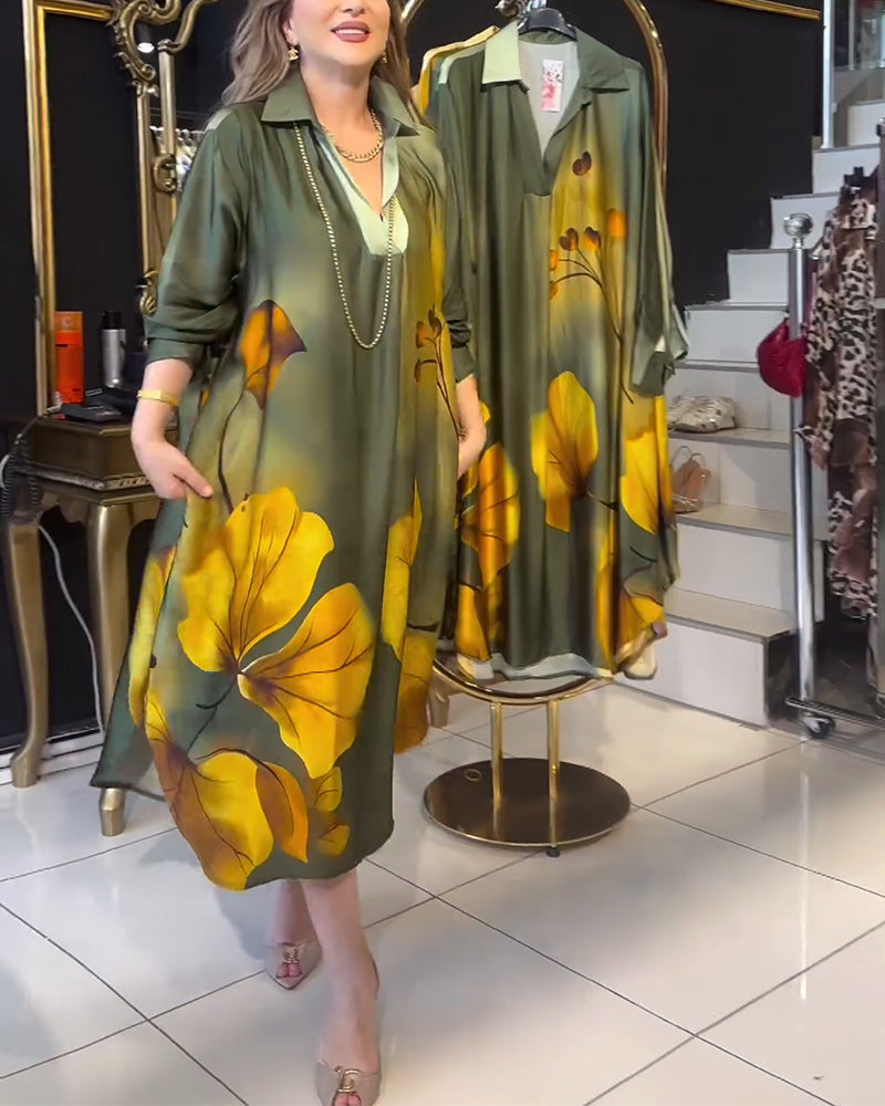 Jakkeslagslomme kjole med ombre-trykk